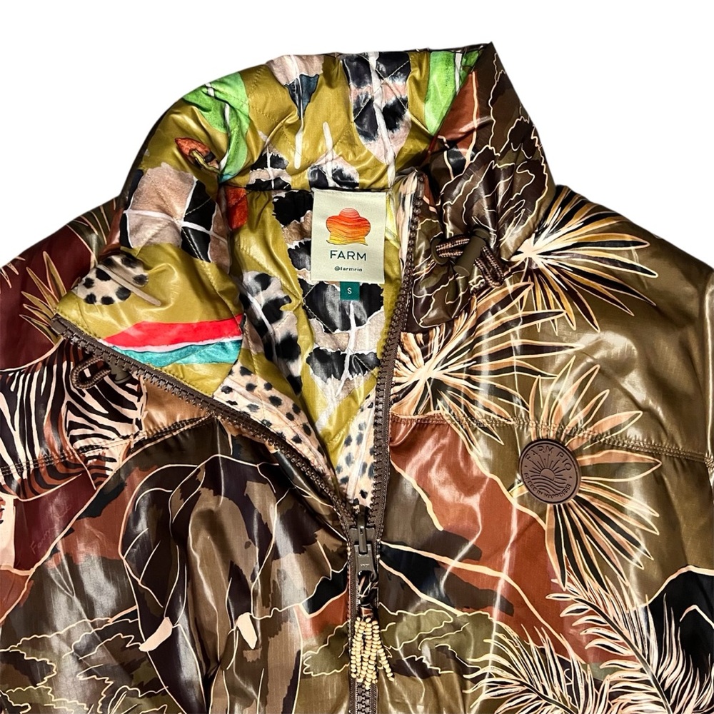 New FARM Rio Savannah Dream Reversible Puffer Jacket Size S - Picture 4 of 9